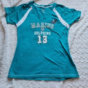 Majestic Teal Miami Dolphins Dan Marino Hall of Fame Tee Large Florida Football
